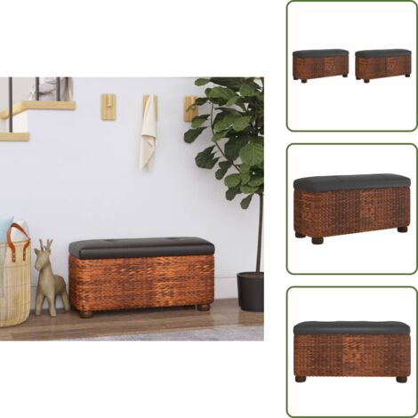 Muebles decorativos - vidaXL Bancos con almacenaje con cojín 2 uds enea marrón 69 cm - Banco de recibidor