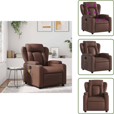 Cuero sintético - vidaXL Sillón de masaje reclinable cuero sintético marrón - Ergonomía