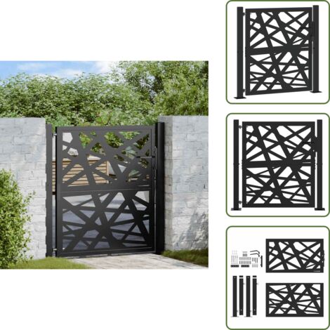 Puerta de seguridad - vidaXL Puerta de jardín de acero negra diseño luminoso 100x100 cm - Puerta de jardín negra