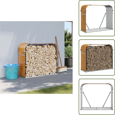 Estufa de leña - vidaXL Leñero de acero galvanizado acabado de madera 120x45x100 cm - Leña seca