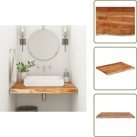 Encimera de madera - vidaXL Encimera de baño rectangular madera maciza acacia 80x60x3,8 cm - Encimera de baño rectangular