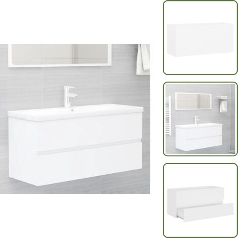 Armario de madera - vidaXL Armario para lavabo madera contrachapada blanco 100x38,5x45 cm - Armario blanco