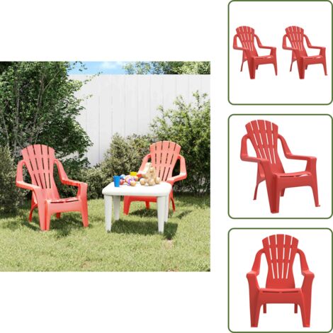 Sillas de jardín rojas - vidaXL Sillas de jardín niños 2 uds aspecto madera PP rojo 37x34x44 cm - Sillas de jardín para niños 1-3 años