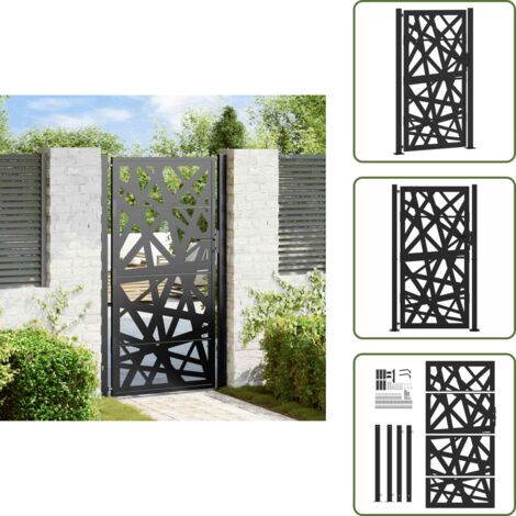 Puerta de seguridad - vidaXL Puerta de jardín negra 100x175 cm acero diseño ligero - Puerta de jardín negra