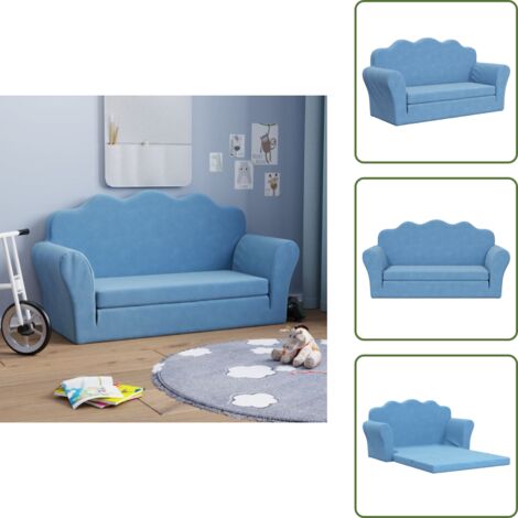 Sofá cama azul - vidaXL Sofá cama de niños 2 plazas felpa suave azul - Sofá cama felpa suave
