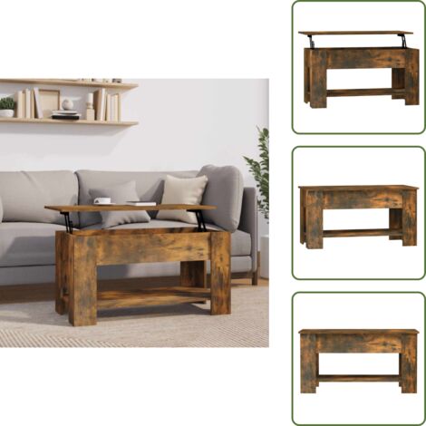 Mesa de ordenador - vidaXL Mesa de centro madera de ingeniería roble ahumado 101x49x52 cm - Madera contrachapada
