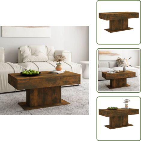 Mesa de centro de roble - vidaXL Mesa de centro madera contrachapada roble ahumado 96x50x45 cm - Mesa de centro contrachapada