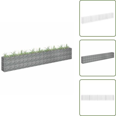 The Living Store Arriate de gaviones de acero galvanizado 360x30x60 cm - Gaviones para jardín