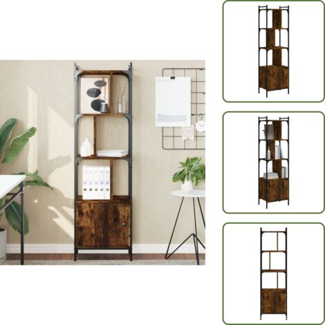 Estantería decorativa - vidaXL Estantería con puerta madera roble ahumado 44,5x30x154,5 cm - Estantería de libros