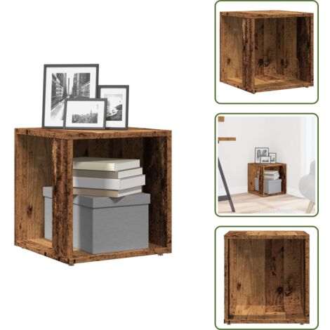 Madera envejecida - vidaXL Mesa auxiliar de madera de ingeniería envejecida 33x33x34 cm - Madera de ingeniería