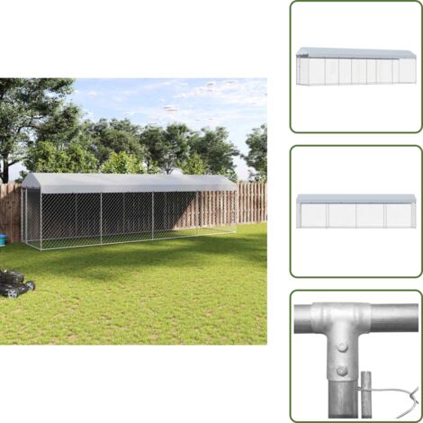 The Living Store Perrera de exterior con tejado 760x190x225 cm - Caseta para perros