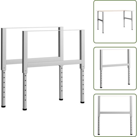 The Living Store Estructura de banco de trabajo 2 uds metal 85x(69-95,5)cm gris - Banco de trabajo ajustable