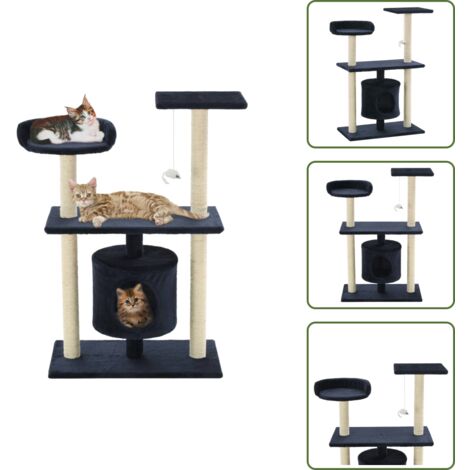 The Living Store Rascador para gatos poste de sisal 95 cm azul oscuro - Poste de sisal