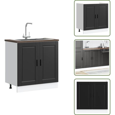 Mueble cocina - vidaXL Mueble bajo fregadero Porto negro 80x46x81,5cm madera diseñada - Espacio de almacenamiento