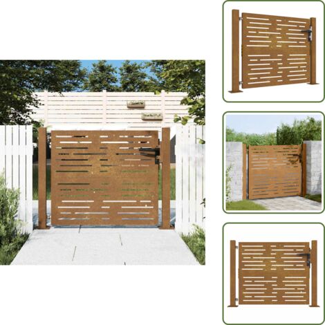 The Living Store Puerta de jardín 100x75 cm de acero corten con diseño cuadrado - Acero corten
