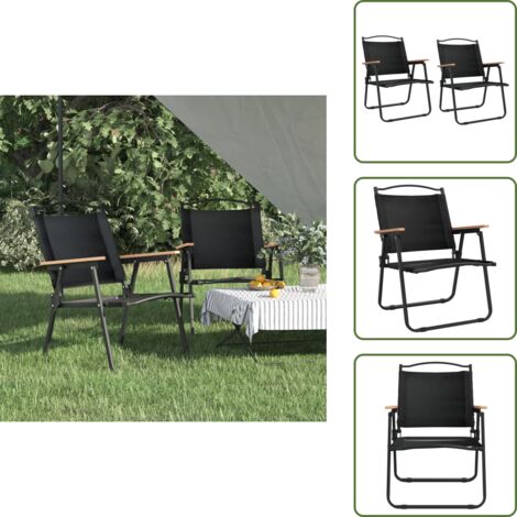 The Living Store Sillas de camping 2 uds tela Oxford negro 54x55x78 cm - Sillas de picnic