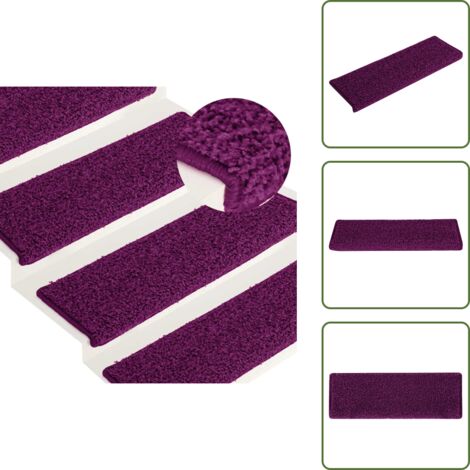 The Living Store Alfombrillas para escaleras 15 unidades 65x21x4 cm Rosa Borde Rectangular - Alfombras de peldaños