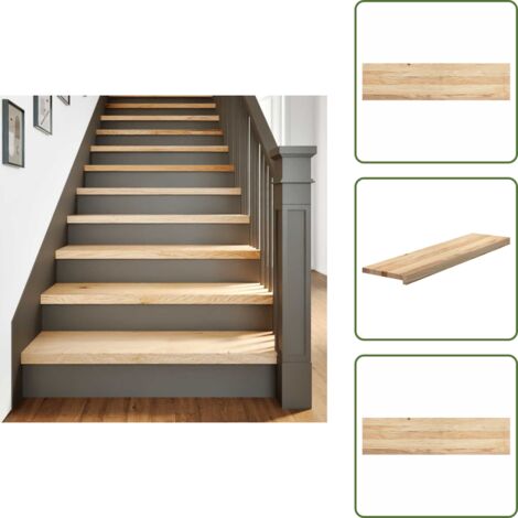 The Living Store Peldaños escalera 2 uds sin tratar 100x30x2cm - Peldaños de madera
