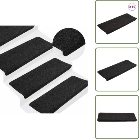 The Living Store Alfombrilla autoadhesiva de escalera 15 uds 65x24,5x3,5 cm - Alfombra autoadhesiva