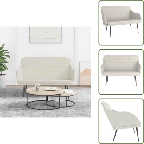 The Living Store Banco de terciopelo color crema 110x76x80 cm - Banco de lectura