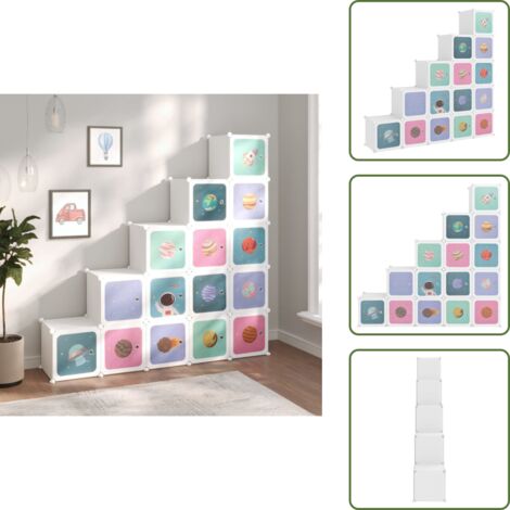 The Living Store Estantería de cubos infantil con 15 compartimentos blanco PP - Cubos para niños
