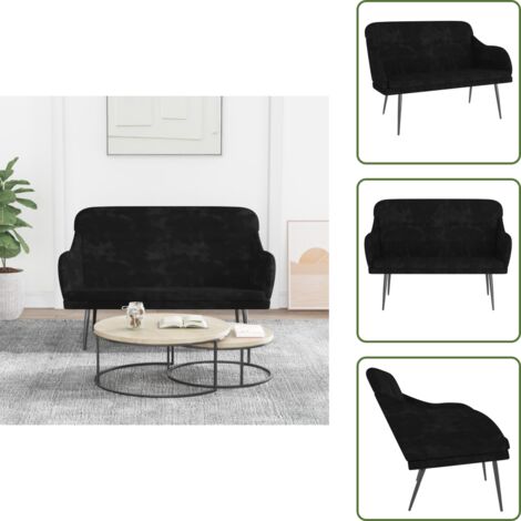 The Living Store Banco de terciopelo negro 110x76x80 cm - Banco negro