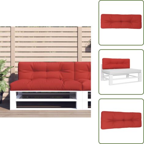 The Living Store Cojín para sofá de palets de tela rojo 120x40x12 cm - Cojín exterior