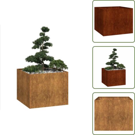 The Living Store Jardinera oxidada 100x100x80 cm acero corten - Jardinera acero corten