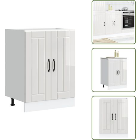 The Living Store Mueble bajo para fregadero Lucca blanco brillante - Cocina