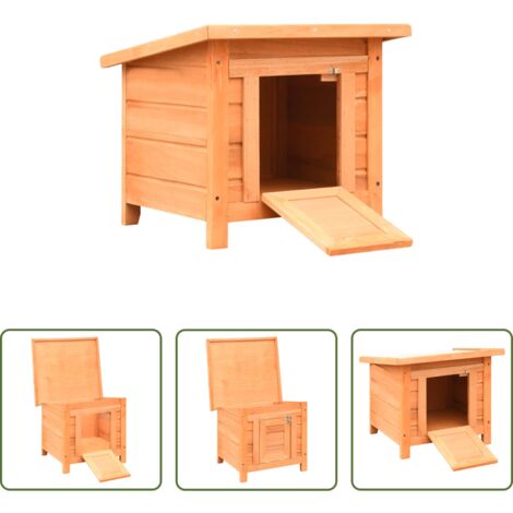 vidaXL Casita para gatos - Caseta para gatos madera maciza de pino y abeto 50x46x43,5 cm