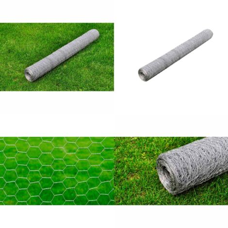 Malla de alambre de acero galvanizado plateada 25x1 m - Malla para jaulas - Malla para árboles