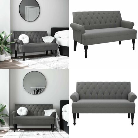 Banco con respaldo Tela Gris Oscuro 120x62x75,5 cm - Banco de tela - Banco de oficina