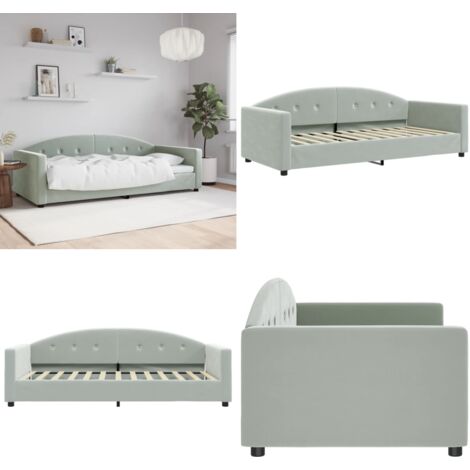 Sofá cama sin colchón terciopelo gris claro 90x200 cm - Sofá cama 2 en 1 - Sofá cama con colchón