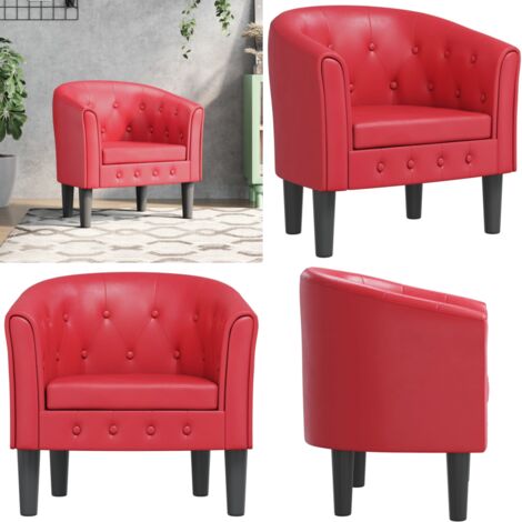Sillón cuero sintético rojo - Sillón rojo - Sillón moderno