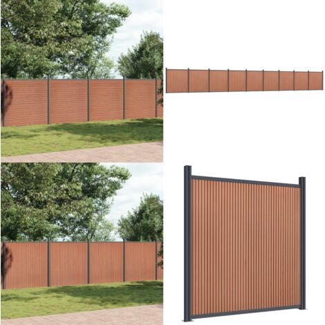 Panel de valla WPC marrón 1564x186 cm - Valla de seguridad - Valla de privacidad