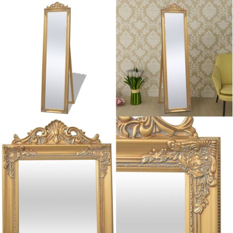 Espejo de pie estilo barroco dorado 160x40 cm - Espejo barroco - Espejo dorado