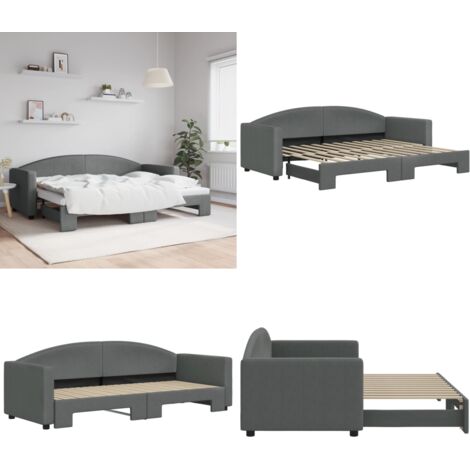 Sofá cama nido tela gris oscuro 80x200 cm - Sofá cama nido - Sofá cama 2 en 1