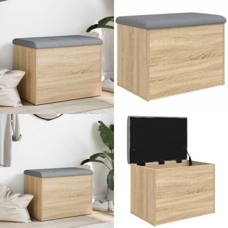 Banco de almacenaje roble Sonoma 62x42x45 cm madera de ingeniería - Banco de recibidor - Banco de madera
