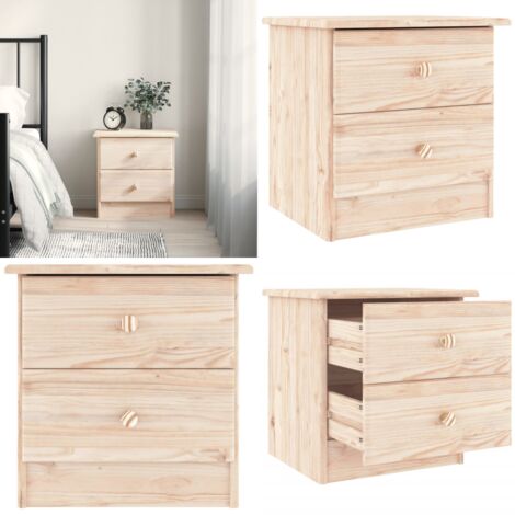 Mesita de noche ALTA madera maciza de pino 41x35x41 cm - Madera de pino - Mesita de noche de madera