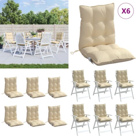 Cojines para silla con respaldo bajo 6 uds tela Oxford beige - Cojines para jardín - Cojines para patio