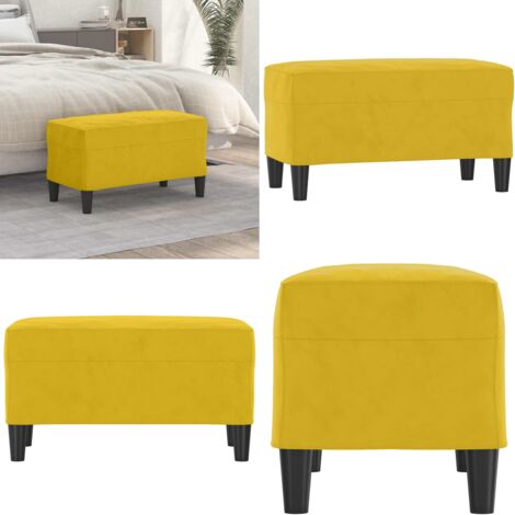 Banco de terciopelo amarillo 70x35x41 cm - Banco de pie - Banco de recibidor