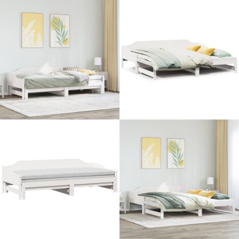 Sofá cama nido sin colchón madera maciza blanco 90x190 cm - Cama nido - Sofá cama con cama nido