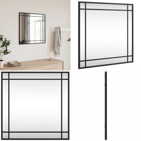 Espejo de pared cuadrado de hierro negro 50x50 cm - Espejo cuadrado - Espejo negro