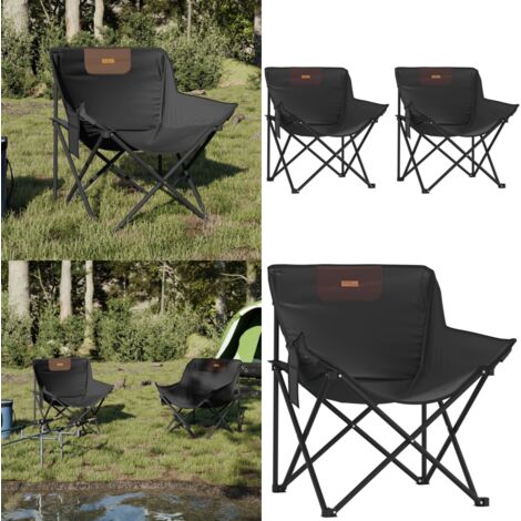Sillas de camping con bolsillo plegables 2 unidades negro - Sillas plegables - Sillas de acampar