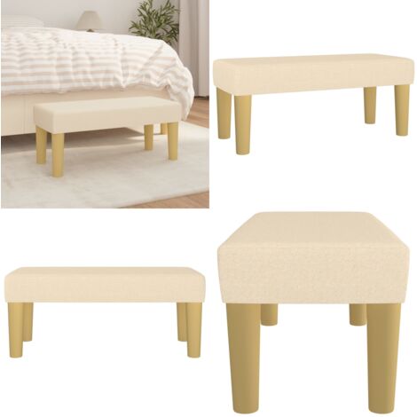 Banco de tela color crema 70x30x30 cm - Banco multifuncional - Banco de pie de cama