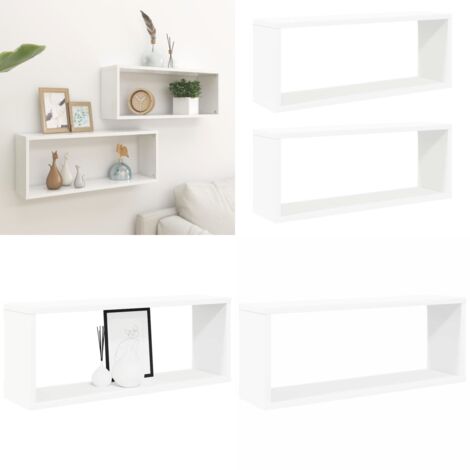 Estante cubo de pared 2 uds madera ingeniería blanco 60x15x23cm - Estantería de madera - Estantería de pared con cubos
