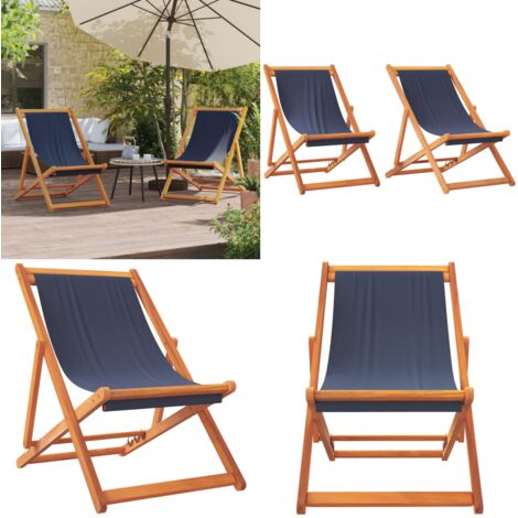 Sillas de playa plegables 2 unidades tela azul - Sillas de camping - Sillas reclinables