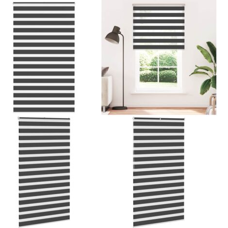 Estor cebra negro 135x200 cm tejido ancho 130,9 cm poliéster - Estor negro - Estor enrollable