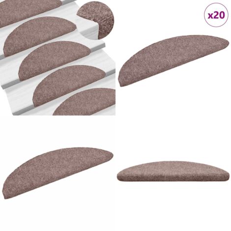Felpudos autoadhesivos para escaleras, 20 unidades, 56 x 17 x 3 cm, marrón claro, semicirculares - Tapetes para escaleras - Alfombra antideslizante