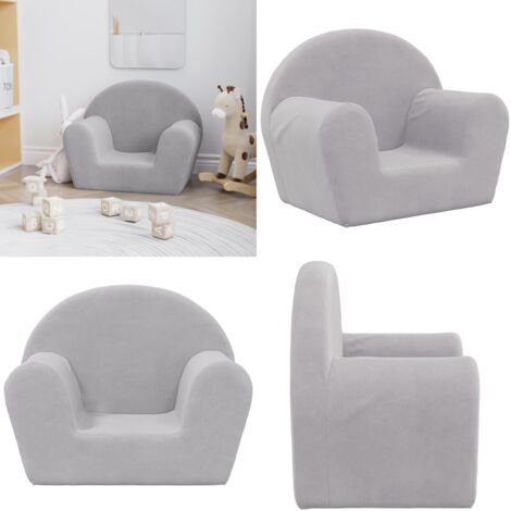 Sofá para niños felpa suave gris claro - Sofá infantil - Sofá felpa